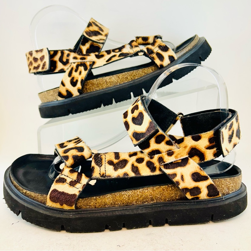 ALL BLACK Footwear Jungle Leopard Print Lowform Adjustable Flat Sandals 39 8.5 - Picture 5 of 12